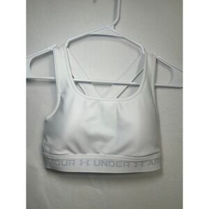 Under Armour Womens Mid Crossback Sports Bra White Medium Impact Small 1361034